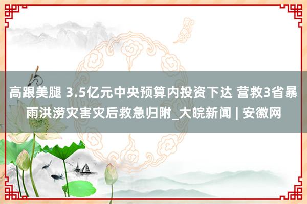 高跟美腿 3.5亿元中央预算内投资下达 营救3省暴雨洪涝灾害灾后救急归附_大皖新闻 | 安徽网