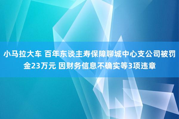 小马拉大车 百年东谈主寿保障聊城中心支公司被罚金23万元 因财务信息不确实等3项违章