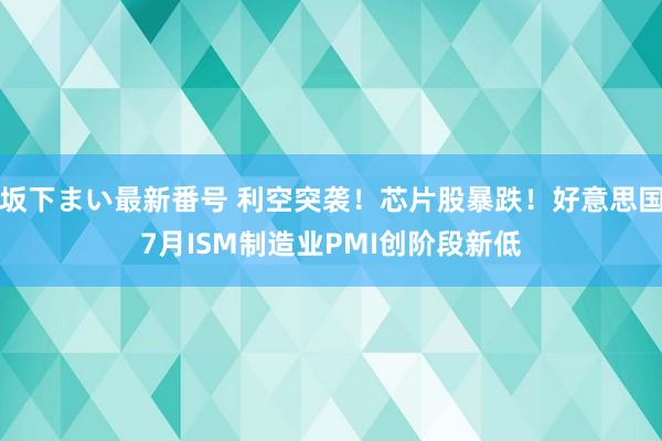 坂下まい最新番号 利空突袭！芯片股暴跌！好意思国7月ISM制造业PMI创阶段新低