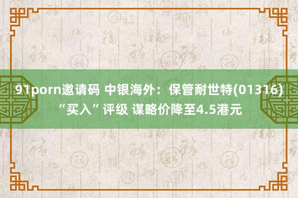 91porn邀请码 中银海外：保管耐世特(01316)“买入”评级 谋略价降至4.5港元