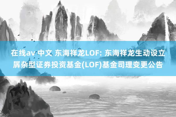 在线av 中文 东海祥龙LOF: 东海祥龙生动设立羼杂型证券投资基金(LOF)基金司理变更公告