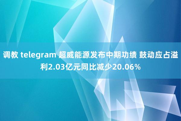 调教 telegram 超威能源发布中期功绩 鼓动应占溢利2.03亿元同比减少20.06%