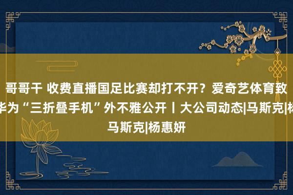 哥哥干 收费直播国足比赛却打不开？爱奇艺体育致歉；华为“三折叠手机”外不雅公开丨大公司动态|马斯克|杨惠妍